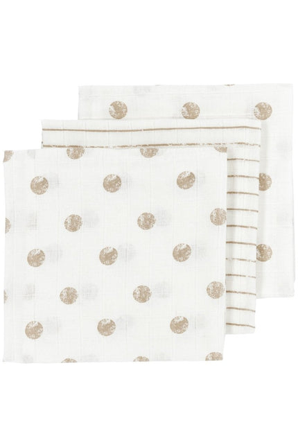 Meyco Hydrofiele Doek 3St Dot Stripe Sand - Meyco - Babywinkel - 4054703452761