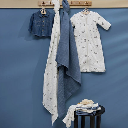 Meyco Hydrofiele Doek Moon 2 - Pack Indigo 120X120cm - Meyco - Babywinkel - 4054703152227