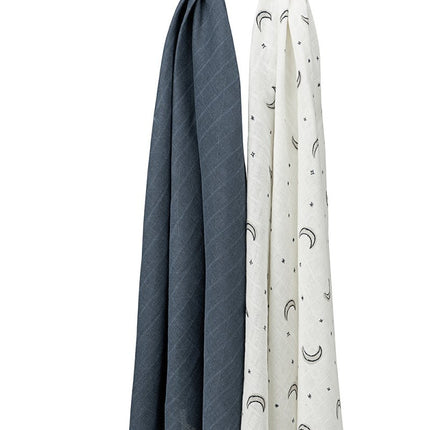 Meyco Hydrofiele Doek Moon 2 - Pack Indigo 120X120cm - Meyco - Babywinkel - 4054703152227