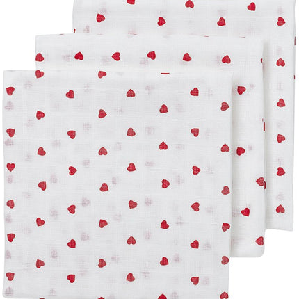 Meyco Hydrofiele Doek Sweet Heart Red 3St 70cm - Meyco - Babywinkel - 4054703925944
