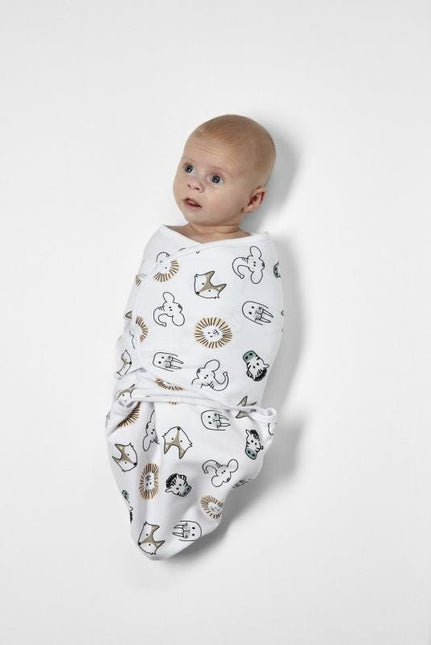 Meyco Inbakerdoek Animal/Uni Wit 0 - 3 mnd 2st - Meyco - Babywinkel - 4054703310191