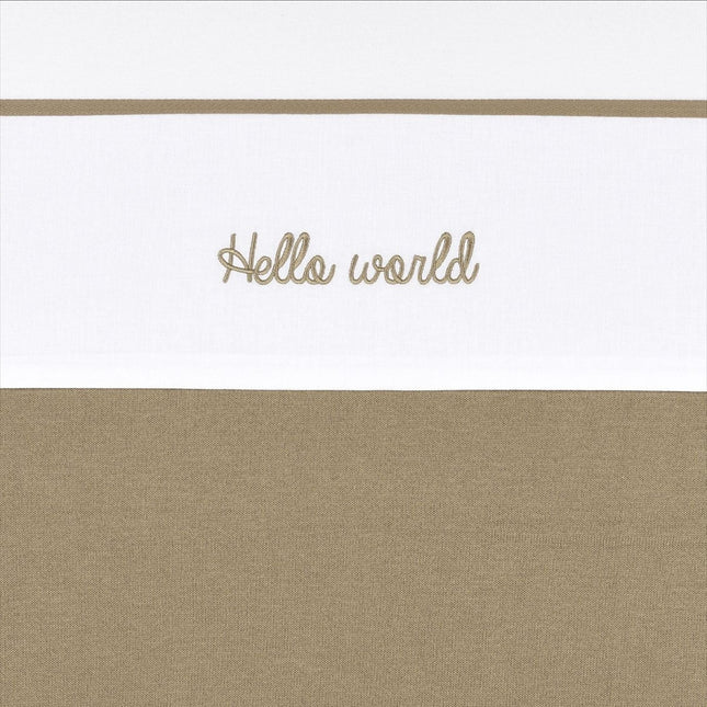 Meyco Ledikantlaken Hello World Taupe 100X150cm - Meyco - Babywinkel - 4054703164022