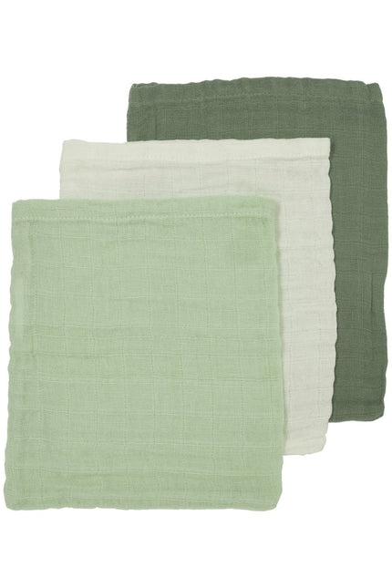 Meyco Monddoekje 3St Offwhite/Soft Green/Forest Green 20x17 cm - Meyco - Babywinkel - 4054703491623