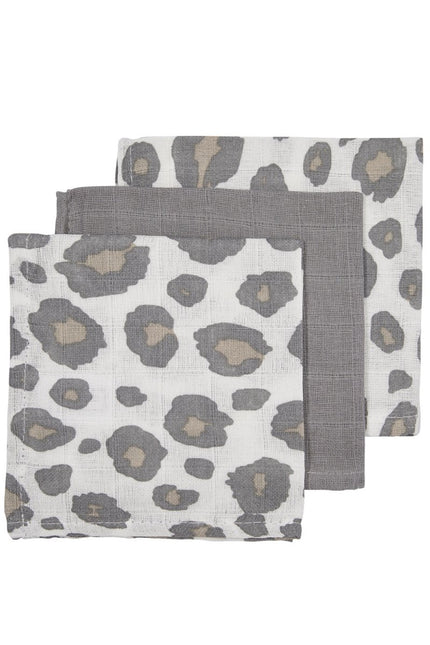 Meyco Monddoekje 3St Panter Neutral/Grijs/Panter Neutral - Meyco - Babywinkel - 4054703457216