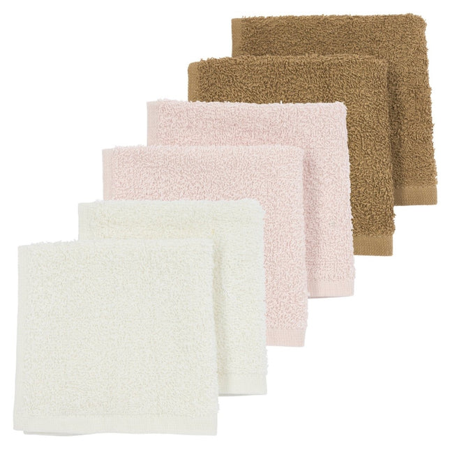 Meyco Monddoekje 6St Basic Badstof Offwhite/Soft Pink/Toffee - Meyco - Babywinkel - 4054703616811