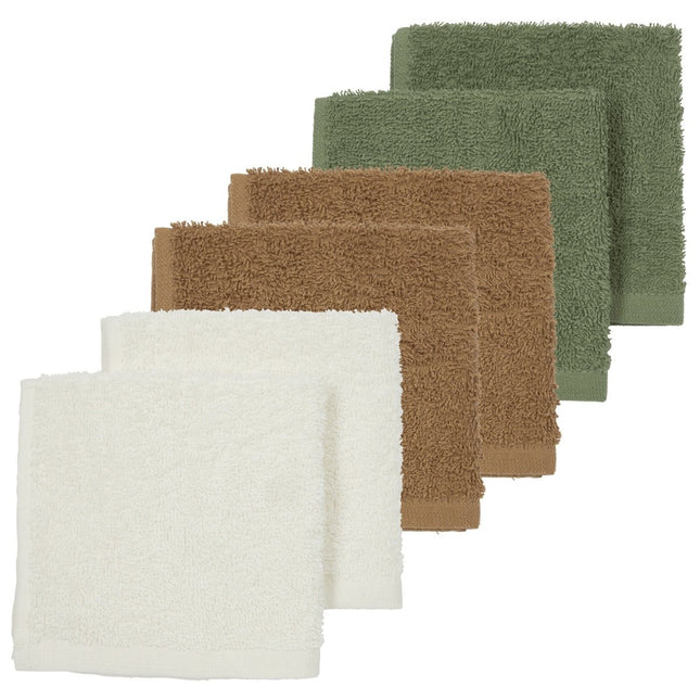 Meyco Monddoekje 6St Basic Badstof Offwhite/Toffee/Forest Green - Meyco - Babywinkel - 4054703616323