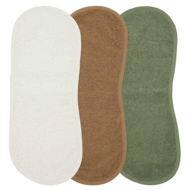 Meyco Monddoekje Schoudermodel 3St Basic Badstof Offwhite/Toffee/Forest Green - Meyco - Babywinkel - 4054703614329