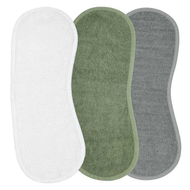 Meyco Monddoekje Schoudermodel 3St Basic Badstof Wit/Forest Green/Grijs - Meyco - Babywinkel - 4054703114065