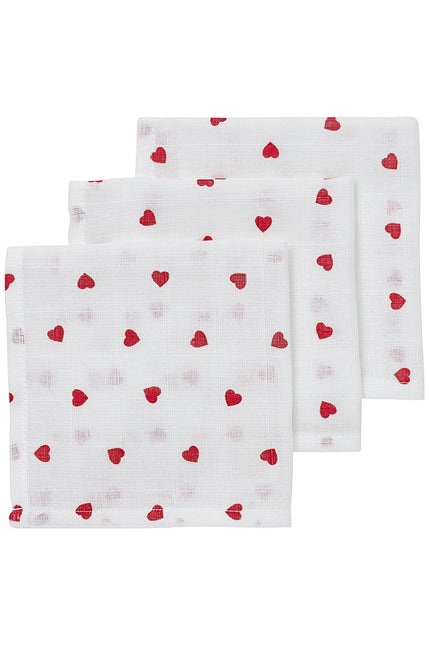 Meyco Monddoekje Sweet Heart Red 3St 30cm - Meyco - Babywinkel - 4054703925920