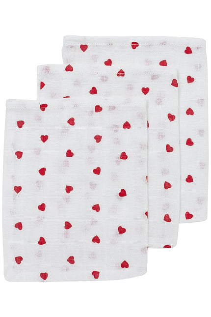 Meyco Washandje Sweet Heart Red 3St 20X17cm - Meyco - Babywinkel - 4054703925913