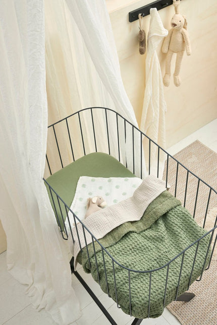 Meyco Wiegdeken Wafel Teddy Olive Green 75X100cm - Meyco - Babywinkel - 4054703218817