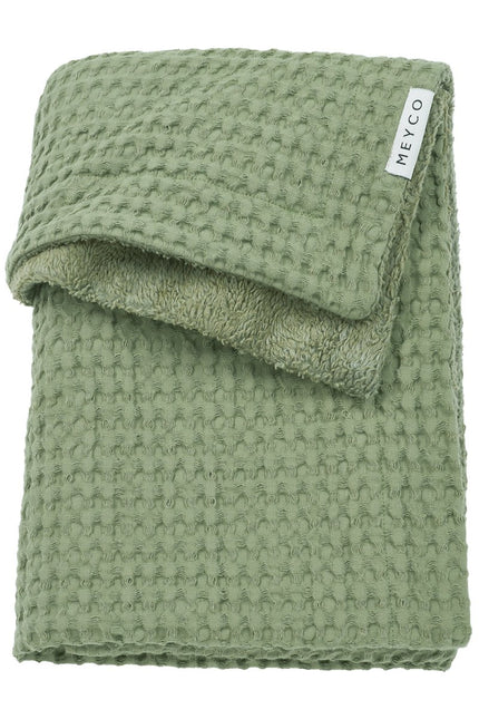 Meyco Wiegdeken Wafel Teddy Olive Green 75X100cm - Meyco - Babywinkel - 4054703218817