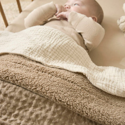 Meyco Wiegdeken Wafel Teddy Taupe 75X100cm - Meyco - Babywinkel - 4054703218114
