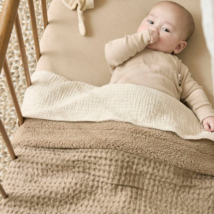 Meyco Wiegdeken Wafel Teddy Taupe 75X100cm - Meyco - Babywinkel - 4054703218114