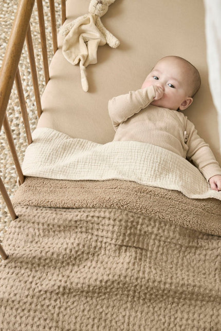 Meyco Wiegdeken Wafel Teddy Taupe 75X100cm - Meyco - Babywinkel - 4054703218114