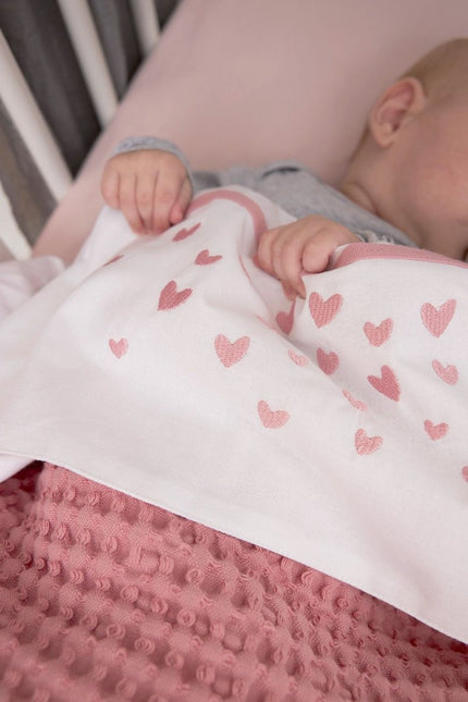 Meyco Wieglaken Hearts Old Pink 75X100cm - Meyco - Babywinkel - 4054703164213