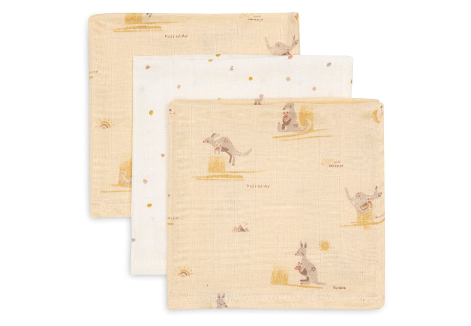 Monddoekje Hydrofiel 31x31cm - Kangaroots - 3 Stuks koop je bij Babywinkel