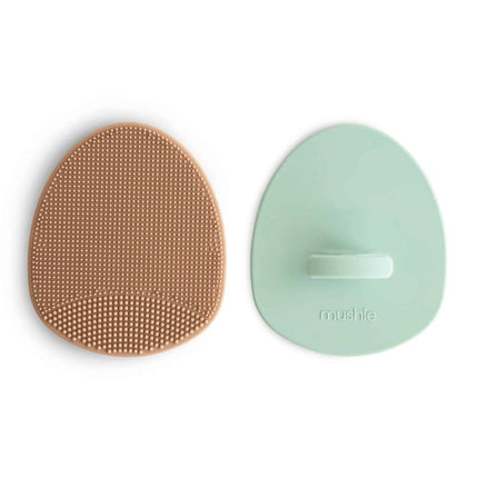 Mushie Babyborstel Anti - Berg Natural/Cambridge Blue 2St - Mushie - Babywinkel - 840355800845