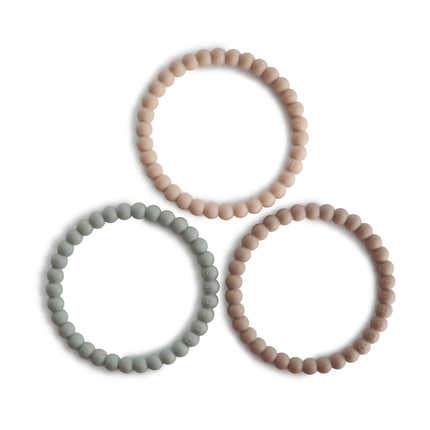 Mushie Bijtring Armband Siliconen Sage/Tuscany/Dese 3st - Mushie - Babywinkel - 810052462042