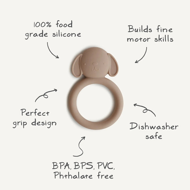 Mushie Bijtring Hond Natural - Mushie - Babywinkel - 810052464169