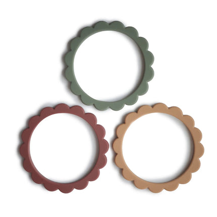 Mushie Bijtring Set Bloemen Thyme/Nat./Berry 3st - Mushie - Babywinkel - 810052461496
