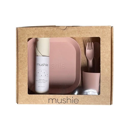Mushie Giftbox Kinderservies Set Vierkant Blush koop je bij Babywinkel