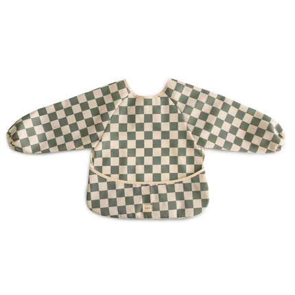 Mushie Slabbetje Lange Mouwen Olive Check koop je bij Babywinkel