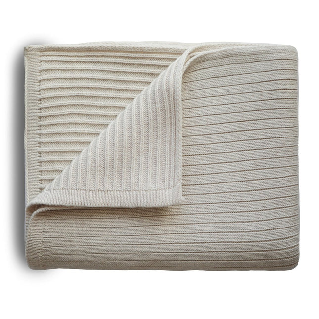Mushie Wiegdeken Ribbed Beige Melange - Mushie - Babywinkel - 810052462219