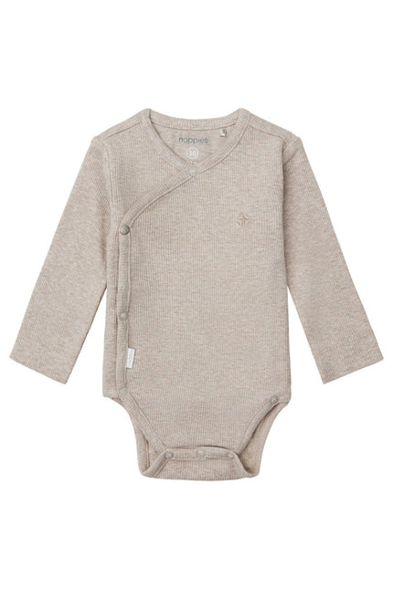 Noppies Romper Lange Mouwen Rib Nino Taupe Melange - Noppies - Babywinkel - 8719788883935