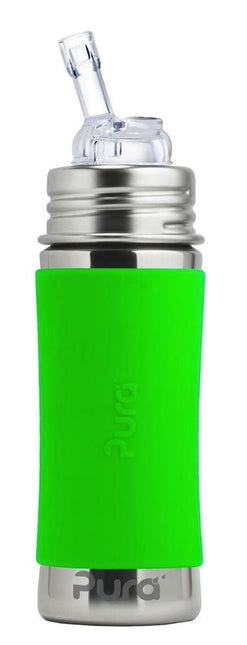 Pura Babyfles Rietje Rvs 325Ml Set Groen 4 delig - Pura - Babywinkel - 853766006362