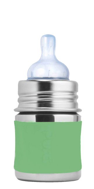 Pura Babyfles Rvs 150 Ml + Silicone Speen Slow Flow + Silicone Reisdop + Moss Sleeve - Pura - Babywinkel - 850038571009
