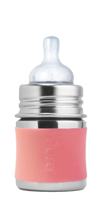 Pura Babyfles Rvs 150 Ml + Silicone Speen Slow Flow + Silicone Reisdop + Rose Sleeve - Pura - Babywinkel - 850038571023