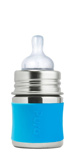 Pura Babyfles Rvs 150Ml Set Blauw 4 delig - Pura - Babywinkel - 853766006171