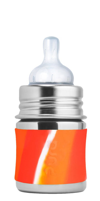 Pura Babyfles Rvs 150Ml Set Oranje 4 delig - Pura - Babywinkel - 858312007046