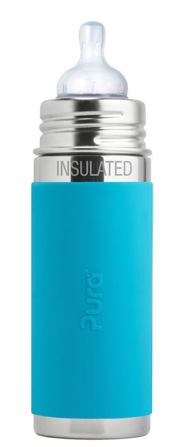 Pura Babyfles Rvs 260Ml Set Blauw 4 delig - Pura - Babywinkel - 853766006485