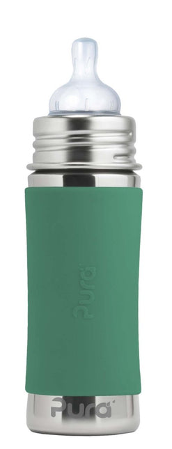Pura Babyfles Rvs 325 Ml + Silicone Speen Medium Flow + Silicone Reisdop + Mint Sleeve - Pura - Babywinkel - 858312007503