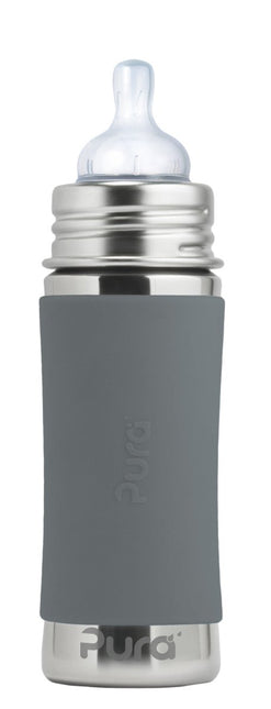 Pura Babyfles Rvs 325Ml Set Grijs 4 delig - Pura - Babywinkel - 858312007312