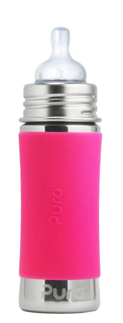 Pura Babyfles Rvs 325Ml Set Roze 4 delig - Pura - Babywinkel - 853766006225