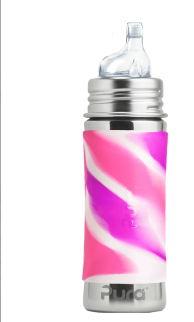 Pura Babyfles Tuitspeen 325Ml Set Pink Swirl 4 delig - Pura - Babywinkel - 853766006713