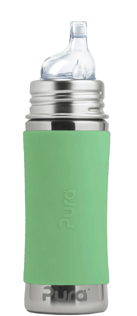 Pura Drinkfles Rvs 325 Ml + Silicone Tuitspeen + Silicone Reisdop + Moss Sleeve - Pura - Babywinkel - 858312007985