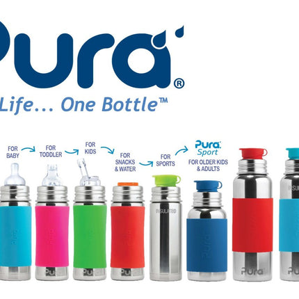 Pura Thermosfles Rvs 260 Ml Rietje Mint Sleeve - Pura - Babywinkel - 858312007558