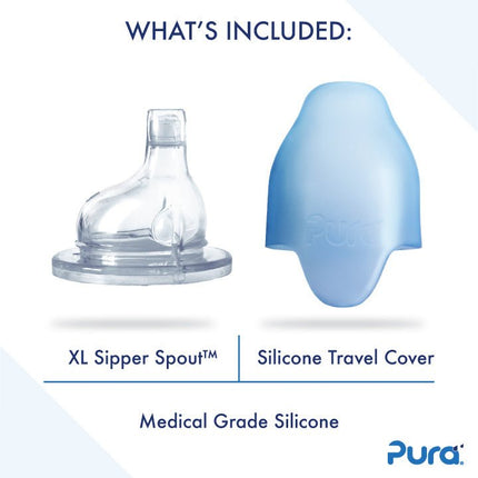 Pura Thermosfles Tuitspeen Rvs 260Ml Set Blauw 4 delig - Pura - Babywinkel - 853766006522