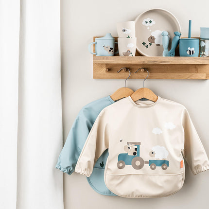 Siliconen drinkbeker met rietje, 2 - pack Tiny farm Blue koop je bij Babywinkel