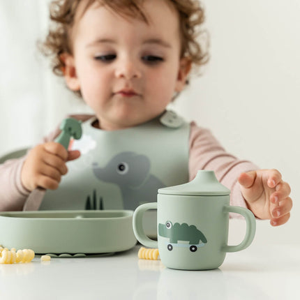 Siliconen drinkbeker met tuit en handvatten Playground Green koop je bij Babywinkel