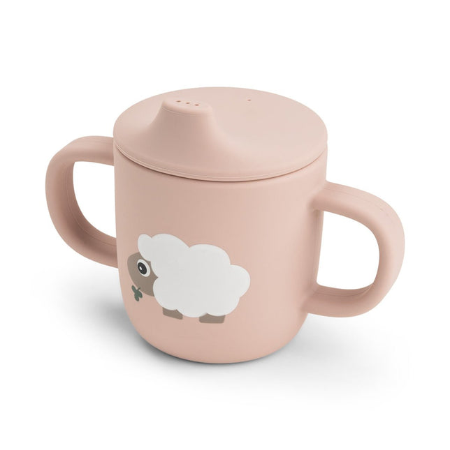 Siliconen drinkbeker met tuit en handvatten Tiny farm Powder koop je bij Babywinkel