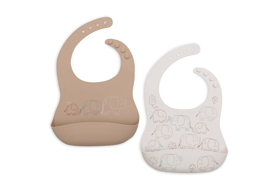 Jollein Slabbetje Elephant Tales Siliconen 2St koop je bij Babywinkel