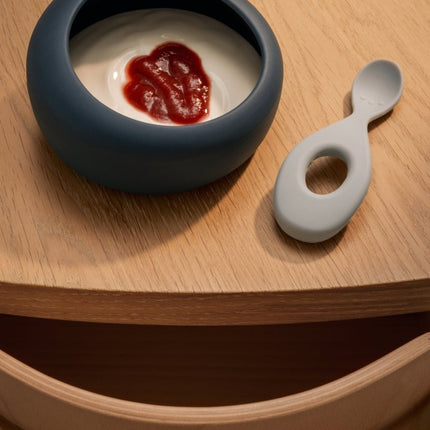 Sparia Bowl w Spoon Whale blue / Dove blue - Babywinkel - 5715493492526