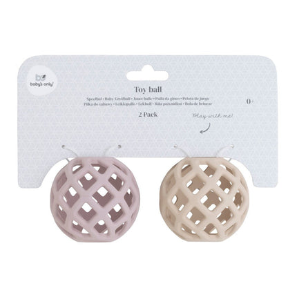 Speelbal oud roze/warm linen - 2 - pack koop je bij Babywinkel