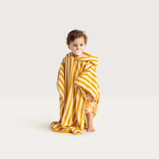 Swim Essentials Badcape Baby Luxe Beach Yellow Stiped - Swim Essentials - Babywinkel - 7432234212219