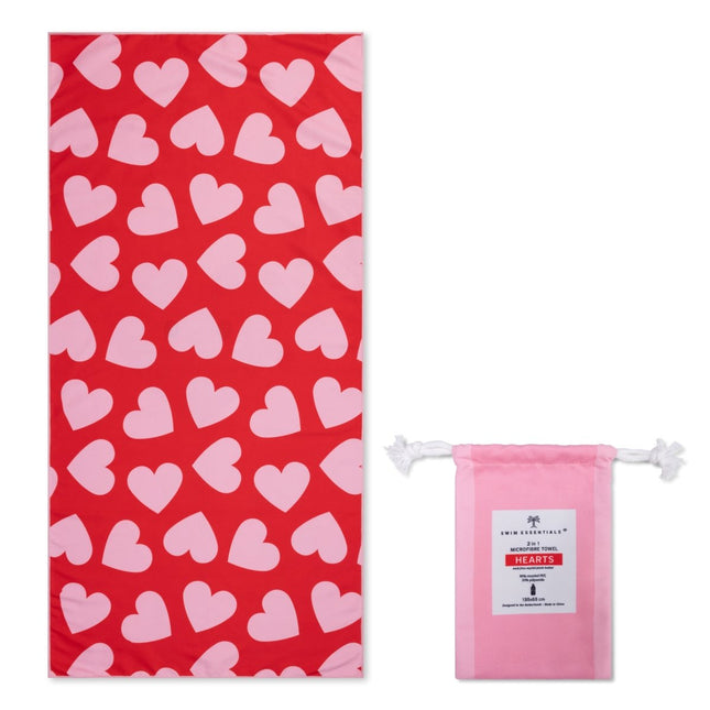 Swim Essentials Hearts Red Beach Towel - Babywinkel - 8721197417342